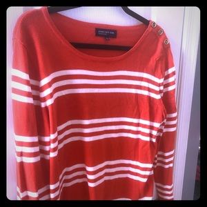 Jones of New York Striped Orange and White Sweater